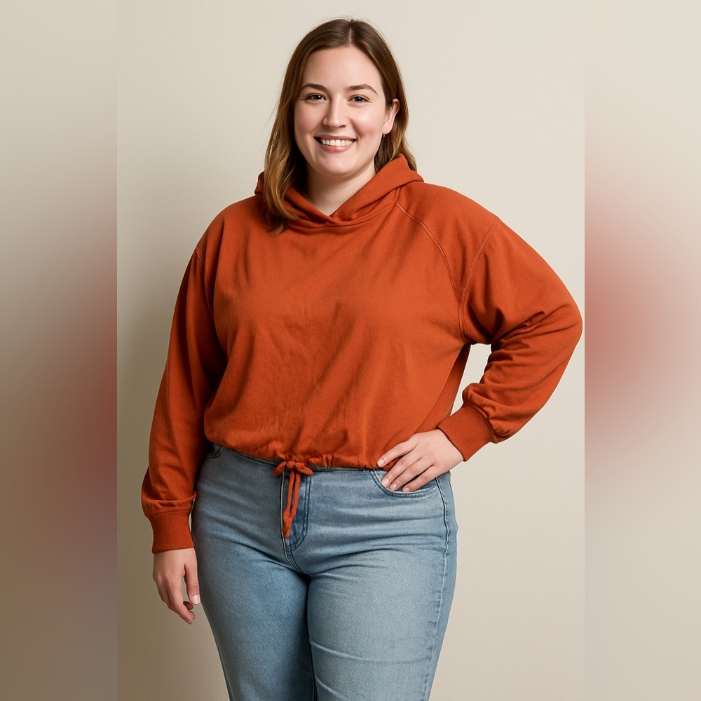 ⭐️Noisy May Cropped‎ Hoodie Sweater orange size M